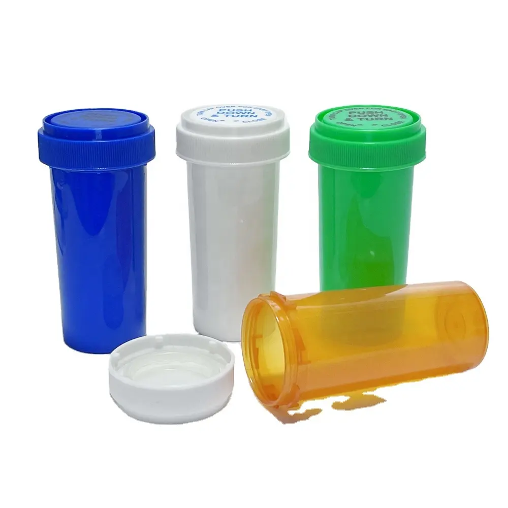 Plastik rx tıbbi şişe çocuk dayanıklı hap geri dönüşümlü kap flakon