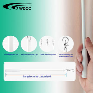 Customized Length Fiberglass Baton Curtain Wand Pull and Draw Rods/Wand With Handle Clip for Curtain Blackout - Product Image 3