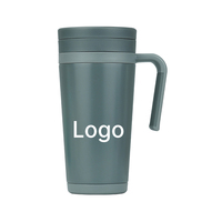 Gobelet isotherme de haute qualité en acier inoxydable SUS304 avec poignée et couvercle amovible, tasse à café en acier inoxydable pour la consommation quotidienne au travail