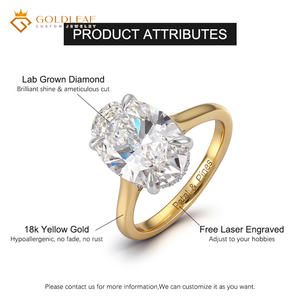 Anillo de Boda Moderno para Mujer, con Diamante Cultivado en Laboratorio de Corte Ovalado de 4.06CT, Color D, Claridad VS1, Chapado en Oro Amarillo de 18k, Certificado IGI, Diseño Goldleaf Personalizado - Product Image 5
