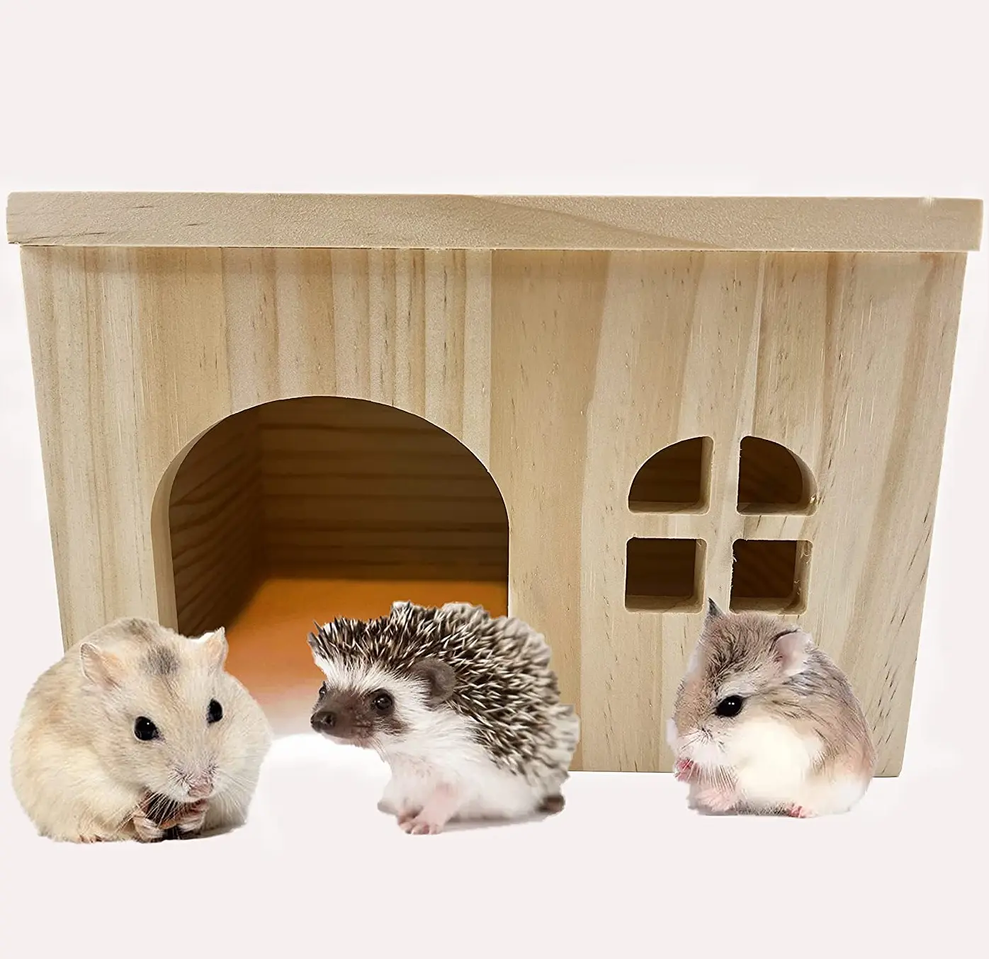 Maison en bois naturel animal de compagnie cochon d'inde Hamster hérisson ou Rat Chipmunk Hamster musulman petits animaux cachette en bois espaces