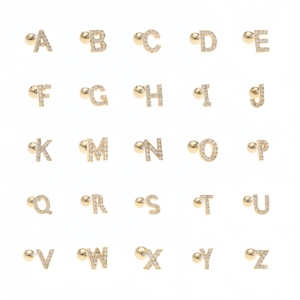 Classic 26 English Letter Messing Ohr knochen nägel Kreative Kombination wörter Ohr zubehör Schraube Kugel Piercing Ohr stecker - Product Image 1