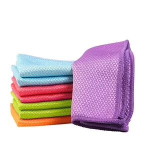 40X40cm Microfiber Diamond Jacquard Waffle Weave Cleaning Cloth, Microfiber Fish Scale Cleaning Cloth