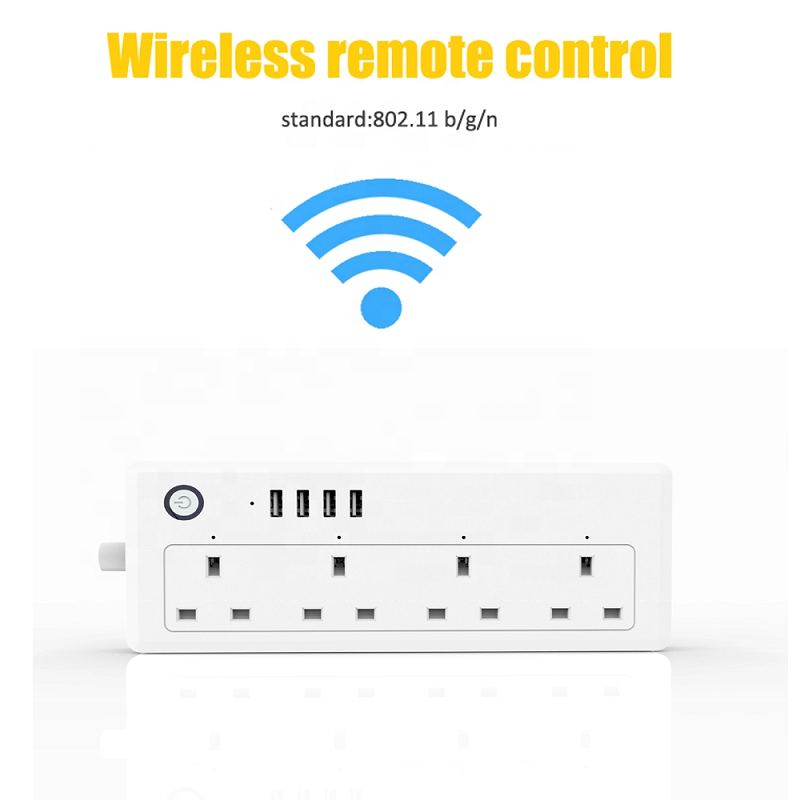 Wifi Tuya Smart power strip 13A UK 3 Pin Plug Remote Control Google Home Amazon Alexa Multi smart socket