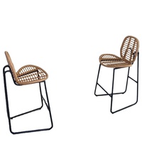 Chaise haute de bistrot moderne en rotin tressé PE pour extérieur, non pliable, pour jardins et terrasses