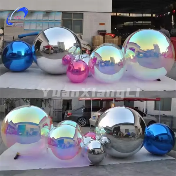 Events Wedding Party Decor PVC Big Shiny Metallic Mirror Inflatable Balls Gold Inflatable Mirror Ball Sphere Balloon For Sale
