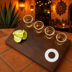 Bandeja de Madera para Tequila con Borde de Sal, Portavasos para Tequila, 8x11.8 Pulgadas, para Amantes del Tequila - Product Image 2