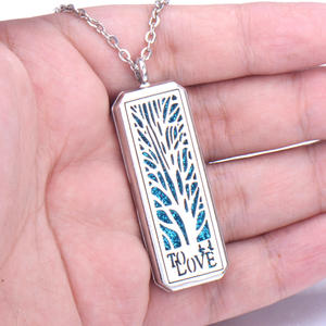 Collier rectangulaire à huile essentielle longue <span class=keywords><strong>chaîne</strong></span> de chandail d'aromathérapie collier d'accessoires de couple à médaillon pour femmes et hommes - Product Image 6