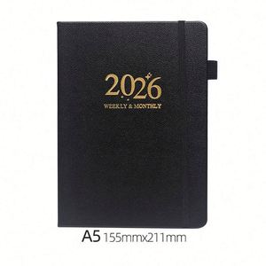 Agenda Semanal 2026, Nuevo Planificador con Correa, Calendario de Cuero Estampado, Tamaño A5, Encuadernación Cosida con Hilo, Diseño Elegante - Product Image 5