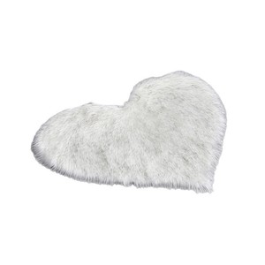 Alfombra de piel sintética en forma de corazón, blanca, suave y afelpada, para decoración de sala de estar y dormitorio. - Product Image 3