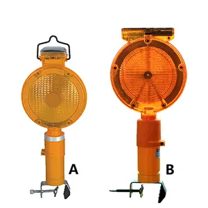 Keselamatan Jalan Konstruksi Kontrol Lalu Lintas Peringatan Surya Barikade Lampu Keamanan dengan Pegangan Panjang Penjepit Logam