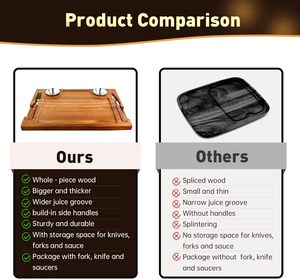 Plateau de service alimentaire en bois avec couteau et cuillère pour meubles de cuisine - Product Image 2