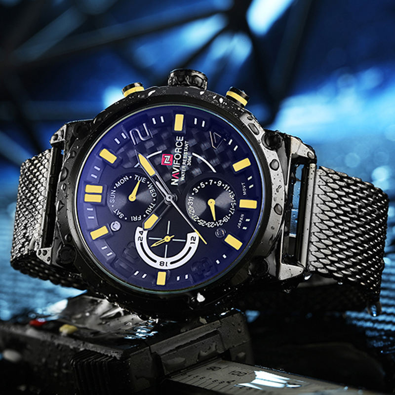 Gran oferta, relojes de acero inoxidable NAVIFORCE 9068S de alta calidad,  relojes deportivos para hombre, relojes de pulsera a la moda para hombre, 