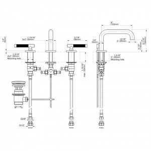 Graff Harley 3 fori in ottone massiccio lavabo miscelatore a doppia maniglia contemporanea tradizionale Design antico spazzolato per scuole ospedali - Product Image 3
