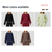 Sweat-shirt personnalisé à manches longues contrastées pour l'automne, coupe ample, col rond, pour le jogging, haut de sport pour femme en plein air