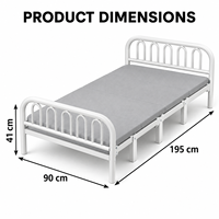 Lit simple pliable en métal à quatre plis, cadre en acier pour dortoir, chambre d'amis et petits espaces