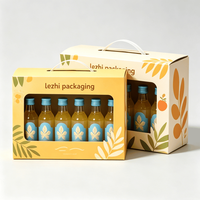 Cajas de Cartón para Botellas de Bebidas Personalizadas, Caja de Cartón para Envasado de Jugos de Frutas, Cajas Corrugadas con Asa y Ventana Transparente