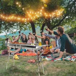 Barbecues et Grills BBQ en Acier Inoxydable de Haute Qualité, Noir, pour Extérieur et Jardin, avec Chariot en Acier Pratique pour les Fêtes - Product Image 3