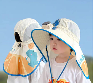 Sombrero de Sol con Ventilador Solar para Niños, con Protección para el Cuello, Logotipo Personalizado, Protección UV UPF50+, Gorra de Sol de Ala Ancha con Malla para Niños y Niñas, para Playa y Actividades al Aire Libre - Product Image 1