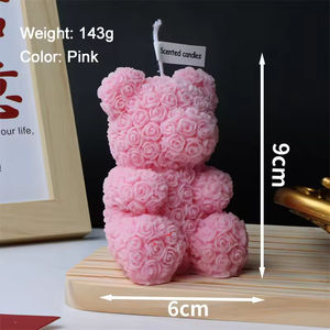 Cadeau de la Saint-Valentin en gros, ours en peluche mignon avec fleurs, bougies parfumées de luxe en cire de soja non toxique pour mariage et fête - Product Image 6