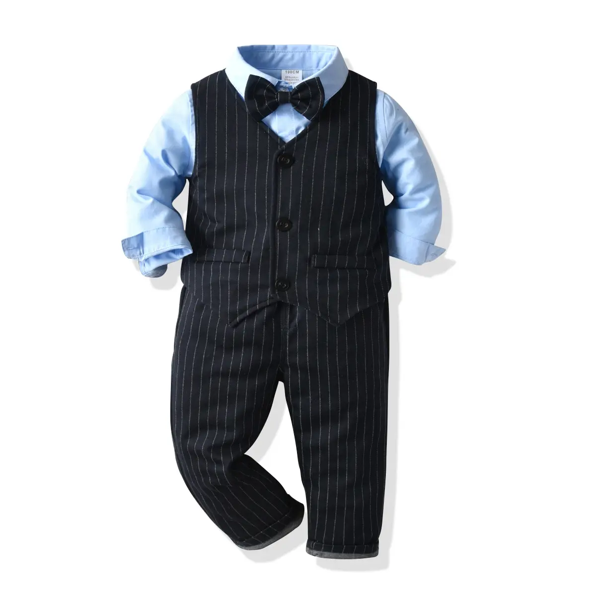 4-Piece Set Blue Formal Dresswear Child Tuxedos Outfits Small Baby Boy Party Clothes