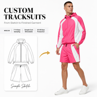 Fabrication sur mesure de survêtements rose et blanc, ensemble veste à capuche et short, OEM, marque privée, vente en gros de vêtements de sport