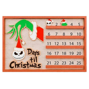 Wooden Christmas Countdown Calendar, Bestselling Cross-Border Christmas <b>Grinch</b> Crafts Decorations, Wooden Wall Decor - Product Image 2