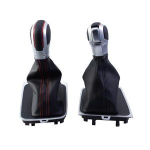 Poignée de levier de vitesse en cuir pour transmission automatique Volkswagen Golf, ergonomique, surpiqûres rouges - Product Image 1