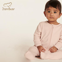 Combinaisons en coton biologique unisexe pour bébé, barboteuses à fermeture éclair inversée, pyjamas à manches longues, combinaisons de nuit vierges