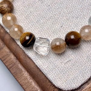 Pulsera <span class=keywords><strong>de</strong></span> Cuarzo Rutilado Dorado con <span class=keywords><strong>Ojo</strong></span> <span class=keywords><strong>de</strong></span> <span class=keywords><strong>Tigre</strong></span> Natural <span class=keywords><strong>de</strong></span> 8mm, Pulsera Elástica <span class=keywords><strong>de</strong></span> Cuentas con Energía Curativa para la Riqueza y la Suerte - Product Image 4