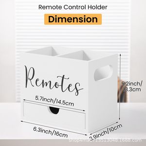Remote Control <b>Storage</b> <b>Box</b> With <b>Drawer</b> Solid Pine Wood Organizer For Living Room Desktop - Product Image 5