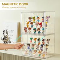 2 packs de vitrines en acrylique 4mm 3 couches réglables Boîte de présentation magnétique pliable polie transparente empilable pour objets de collection