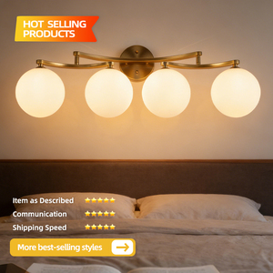 Lampe murale sphérique en verre blanc laiteux au design moderne et minimaliste, luminaire de vanité en métal pour restaurant, chambre à coucher, tête de lit, salle de bain - Product Image 2