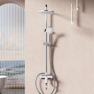 Pommeau de douche double rotatif brossé, combiné à une douchette à main, adapté aux enfants, avec diviseur à 3 voies et <span class=keywords><strong>barre</strong></span> coulissante réglable, pour usage hôtelier - Product Image 2