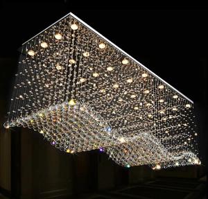 OEM Venta caliente de lujo de iluminación Rectangular Mesa de comedor K9 Crystal Raindrop Chandelier Lámpara colgante - Product Image 4