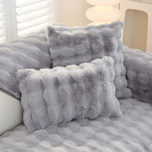 Design personalizzabile decorazione <span class=keywords><strong>per</strong></span> la casa morbida e confortevole fodera <span class=keywords><strong>per</strong></span> divano in poliestere con pelliccia di coniglio sintetica - Product Image 2