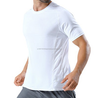 T-shirt unisexe personnalisé en jersey de soie glacée, séchage rapide, respirant, écologique, pour l'été, décontracté, imprimé, pour la gym, le fitness, le sport, col fin