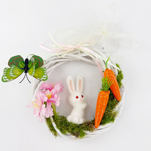 Shengxin Easter Bunny Wreath 15 Cm Plastic Foam Artificial Flowers Moss Carrot Decor Home Door Hanging Decoration - Product Image 4
