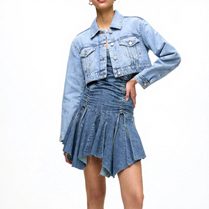 Multi-color Customization <b>Ladies</b> Denim <b>Jacket</b> Soft Button Front Medium Wash Autumn and Spring Fashion <b>Ladies</b>' Coat Wholesale - Product Image 1