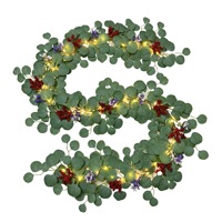 Guirlande de verdure artificielle avec baies rouges, chemin de table, décoration de cheminée et de rampe d'escalier pour fêtes de Noël, décoration de maison et de ferme