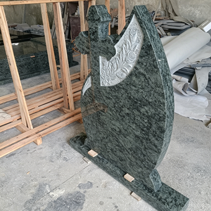 Design Unici per Lapidi in Granito Verde Oliva con Croce Intagliata, Monumento Verticale Stile Rumeno, Prezzi Convenienti per Lapidi Cimiteriali - Product Image 3