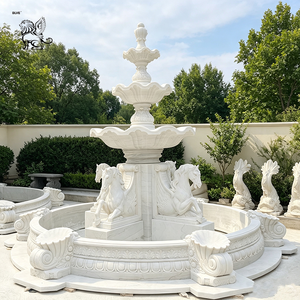 Fontaine en marbre naturel sculpté à plusieurs niveaux avec quatre statues de femmes dansantes, décorations pour manoir, grande pelouse et aménagement aquatique - Product Image 5