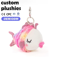 Populaire Porte-clés et Ornement de Sac en Peluche Poisson Animal Marin de Dessin Animé à Poils, Couleur Dégradée, Personnalisable