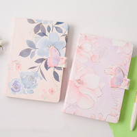 A5 Hardcover Farbiges Blumen-Notizbuch Kreatives Mädchen-Schreibheft mit Magnetverschluss Farbige Blanko-Seiten