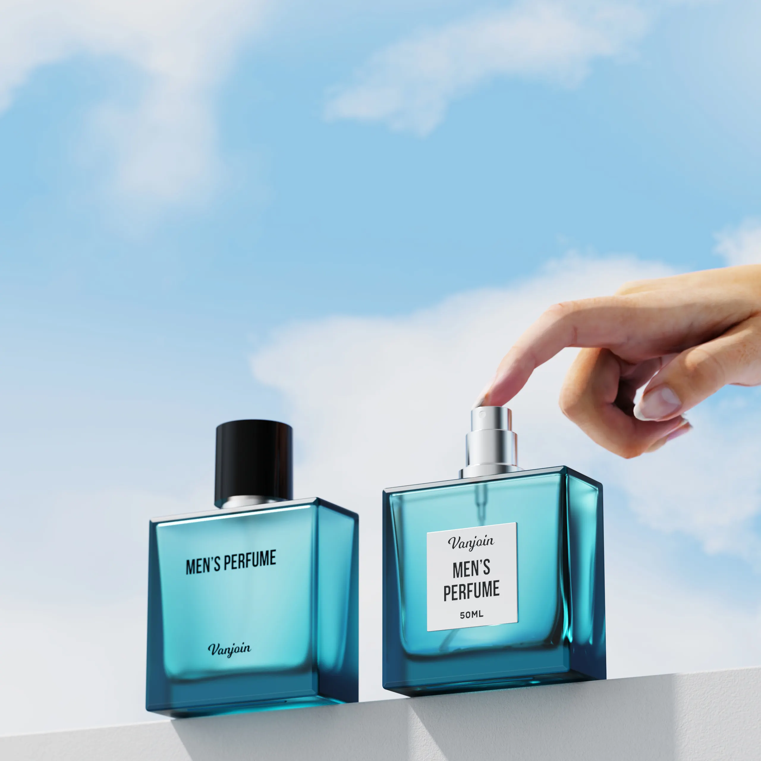 Garrafa de perfume para homens com caixa, garrafa preta retangular personalizada de 50ml e 100ml, spray magnético de luxo personalizado OEM