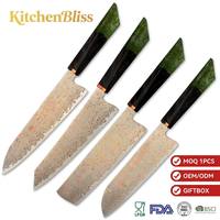 Ensemble de couteaux de cuisine KitchenBliss VG10 en cuivre damas, professionnel, 4 pièces, 60±2 HRC, couteaux de chef japonais, ensemble de couteaux de cuisine personnalisés
