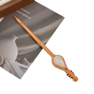 Horquilla de madera de durazno Songjin, estilo popular en línea, horquilla estilo pipa antiguo, herramienta para peinar el cabello Hanfu, suministro directo de fábrica. - Product Image 5
