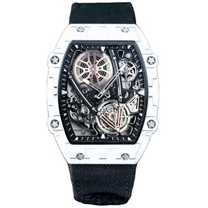 Montre sportive mécanique de tennis la plus vendue, cadran ajouré, boîtier en fibre de carbone blanche, bracelet en nylon respirant, montre sportive pour homme - Product Image 1