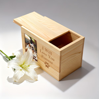 Urne funéraire en bois pour animaux de compagnie avec porte-photo, cercueil en bois pour animaux, couvercle coulissant, boîte à souvenirs pour animaux, urne funéraire en bois pour animaux