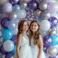 Kit d'arche de guirlande de ballons étoiles argentées bleu glace et violet, ballons en latex avec confettis, décoration d'anniversaire pour fille sur le thème du pays des merveilles d'hiver